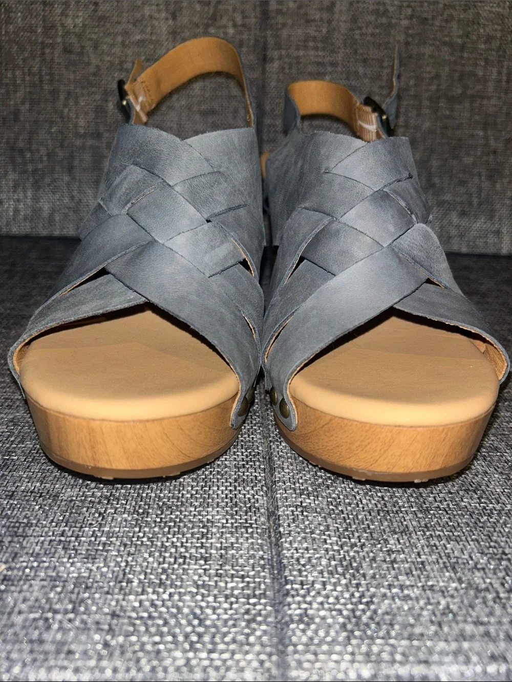 NEW - Kork-Ease Woven Slingback Clogs in Slate Blue
